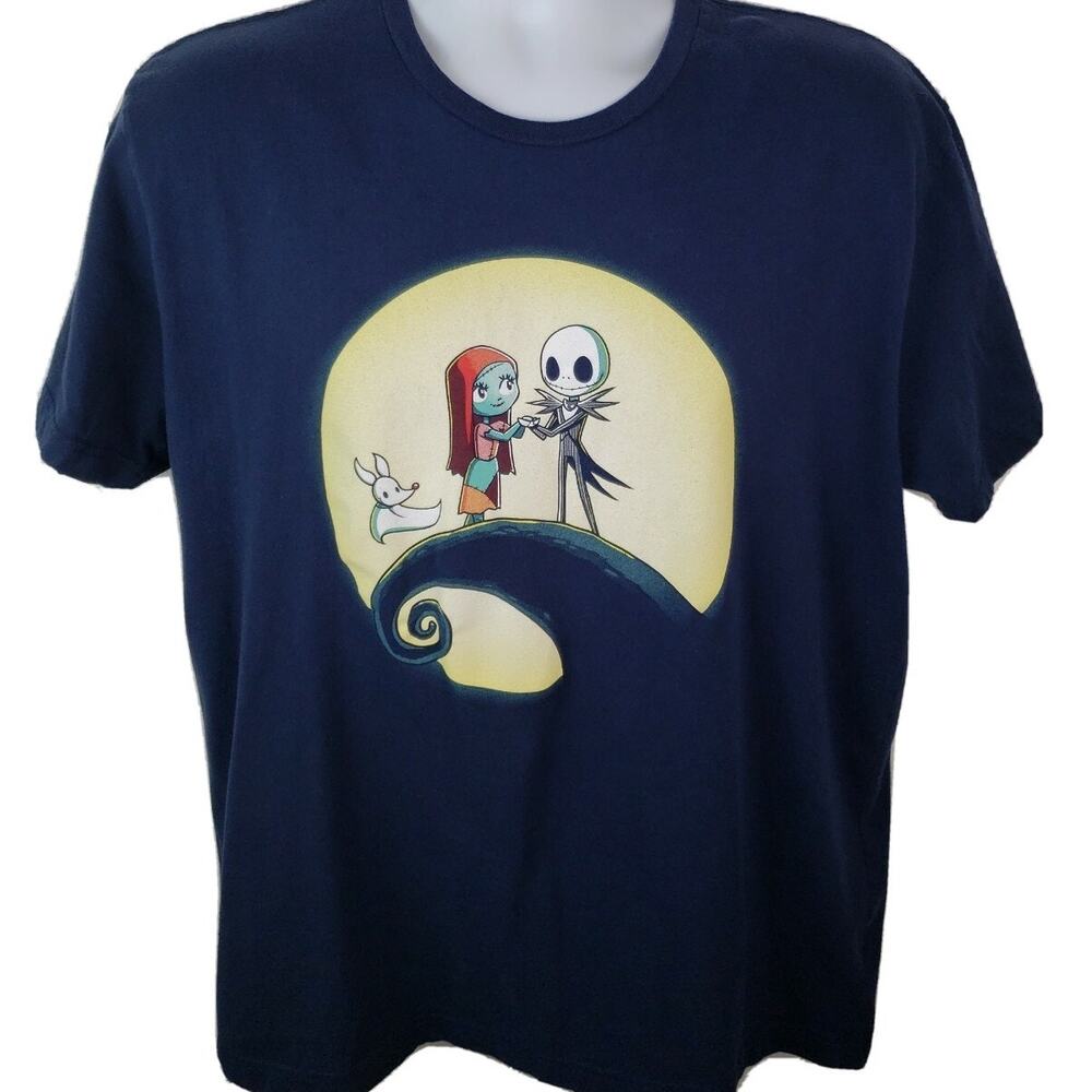 Nightmare Before Christmas Jack and Sally Yellow Silouette Black tshirt size XL